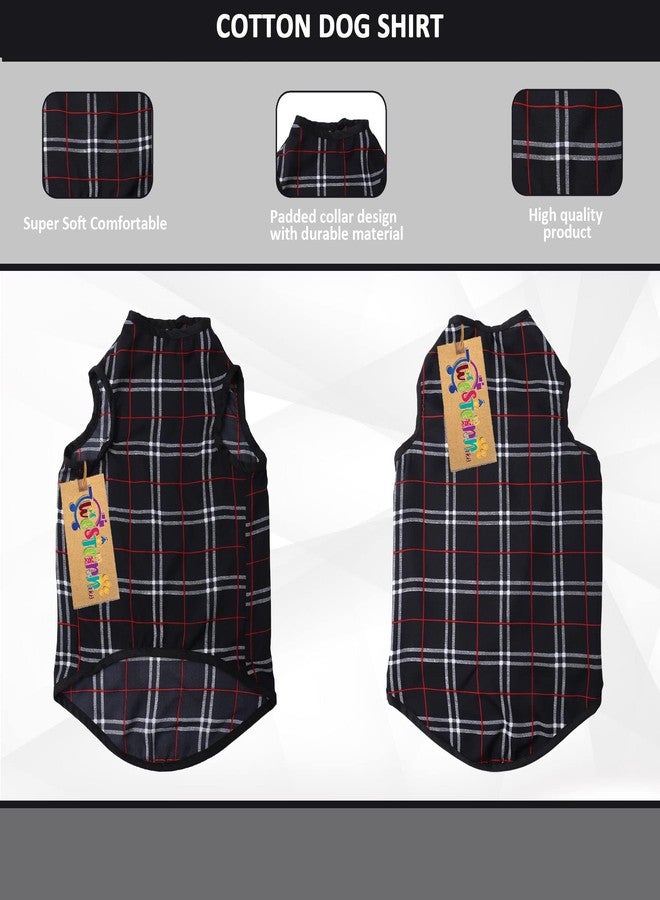 Western Era Funky Soft Cotton Dog T-Shirt | Comfortable & Breathable Dog Clothing | Stylish Sleeveless Vest Pet Outfit (Square Check Print) (Large) (22inches) - Image 4